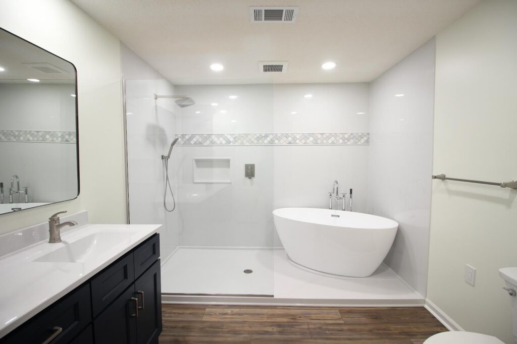 shower remodel Queen Creek AZ master bath white panels